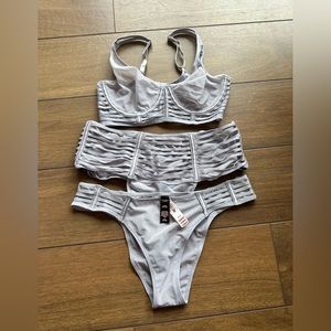 Victoria’s Secret LUX Lingerie Sheer Mesh Bra 32D and Panties M High rise thong